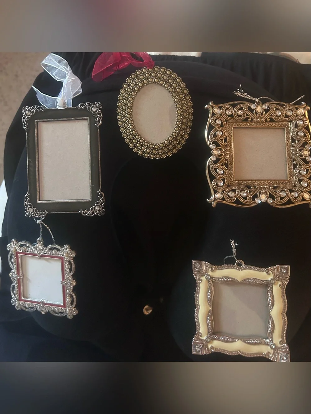 Set of five Ornate Mini Picture Frame Ornaments!